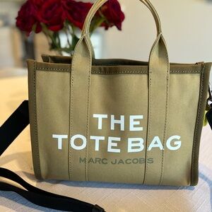 Marc Jacobs Tan & Lime Green Medium Tote Bag